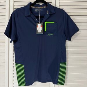 Nike Golf x Disney Navy Polo Shirt Neon Green Accent | Youth M | NWT